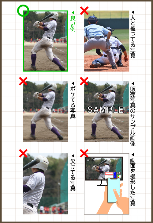 お送りいただく写真の良い例と悪い例